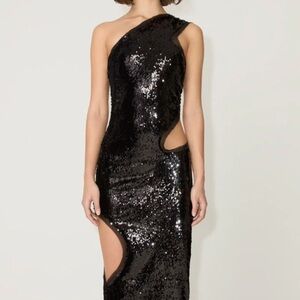 Khy Sequin Cut out black dress size XXS NEW